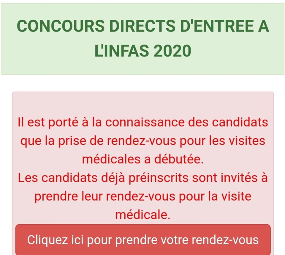 INFAS 2020 CONCOURS