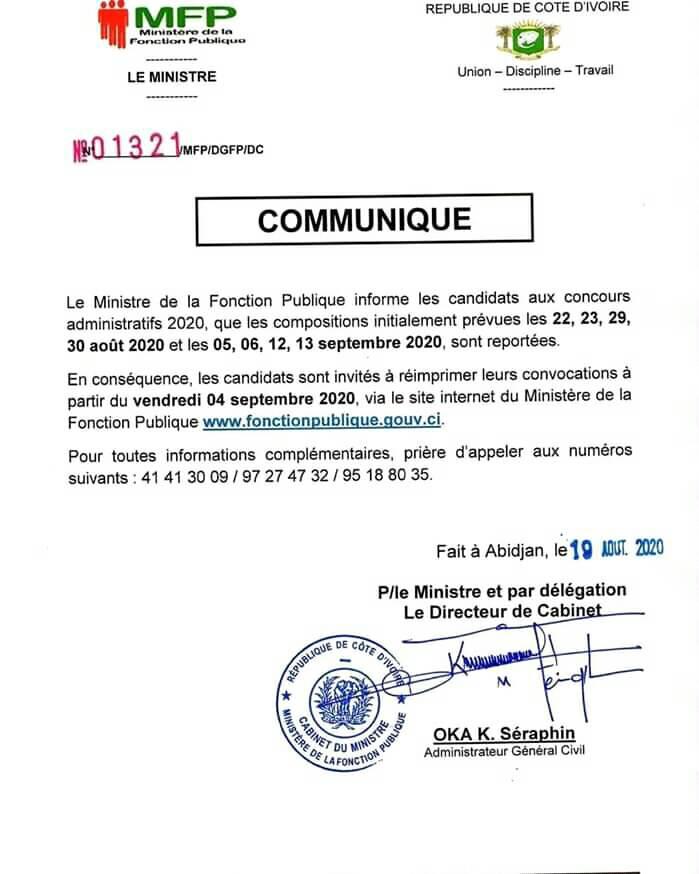 CONCOURS DE LA FONCTION PUBLIQUE 2020